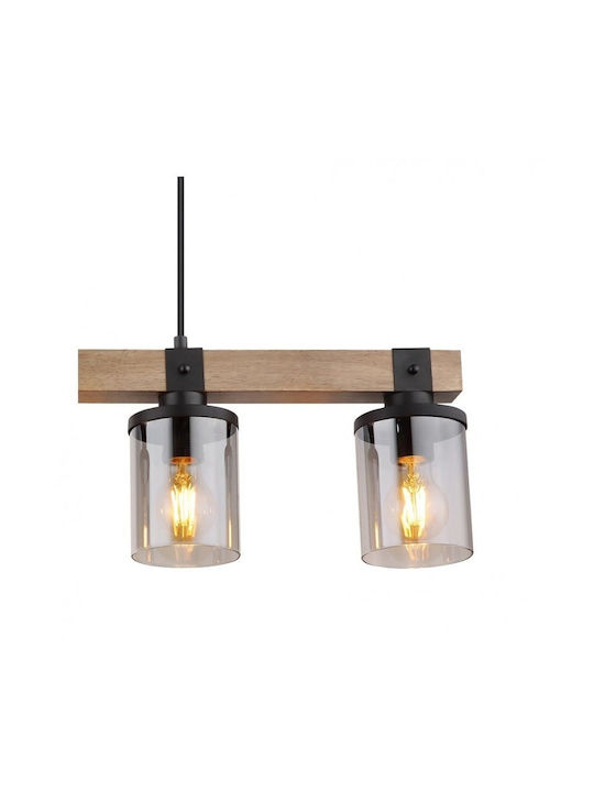 Globo Lighting Κρεμαστό Φωτιστικό Καφέ Ράγα για 4 Λαμπτήρες E27 73x10x133εκ.