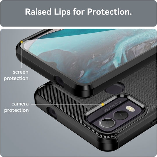 Carbon Fiber Umschlag Rückseite Schwarz (Nokia C22)