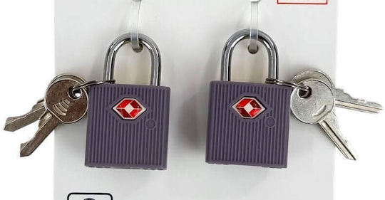 Forecast Padlock Brass with Key with TSA Certification Purple 2pcs