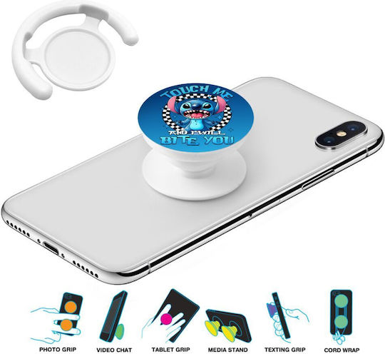 Stitch Touch Me I Will Bite You Pop Сокети Бяла База За Поддръжка На Телефон В Ръка
