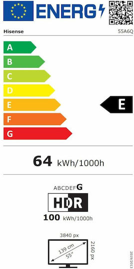 Hisense Smart Τηλεόραση 55" 4K UHD LED A6Q HDR (2025) 55A6Q