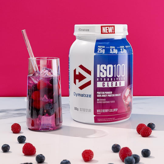 Dymatize ISO 100 Hydrolyzed Clear Πρωτεΐνη Ορού Γάλακτος με Γεύση Wild Berry Lollipop 528gr