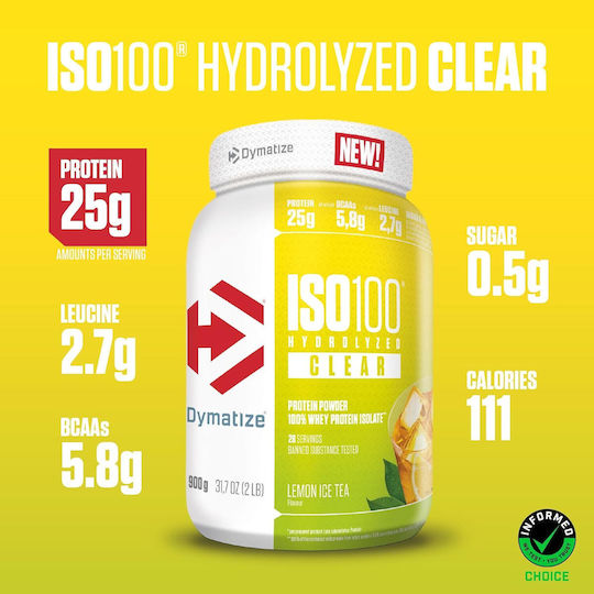 Dymatize ISO 100 Hydrolyzed Clear Πρωτεΐνη Ορού Γάλακτος με Γεύση Peach Ice Tea 528gr