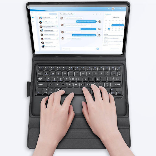 Dux Ducis Touchpad Flip Cover με Πληκτρολόγιο στα Αγγλικά US Μαύρη (Galaxy Tab S7)