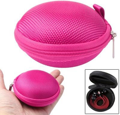 Grid Style Headphone/Earphone Θήκη Μεταφοράς Magenta S-IP4G-4568M