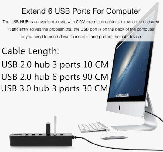 USB-Hub 6 Anschlüsse USB 3.0 mit USB-A Anschluss Weiß