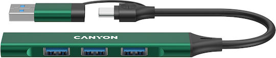 Canyon Hub 4 Θυρών USB 2.0 με σύνδεση USB-A Πράσινο
