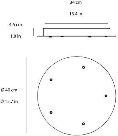 Deckenrosette 5 Fassungen Φ40cm Zafferano Lgr0075 Weiß