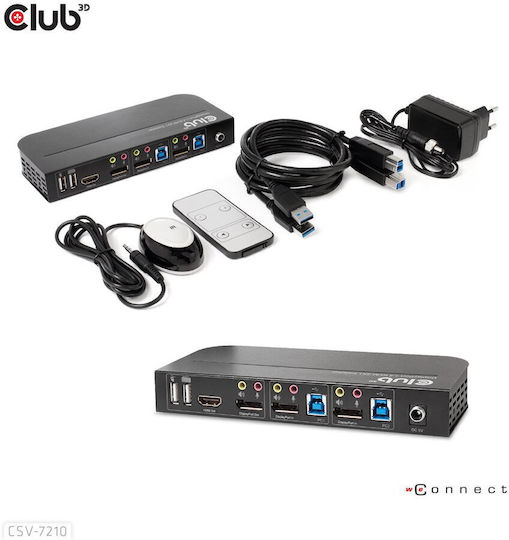 Club3D DisplayPort/HDMI KVM Switch For Dual DisplayPort CSV-7210