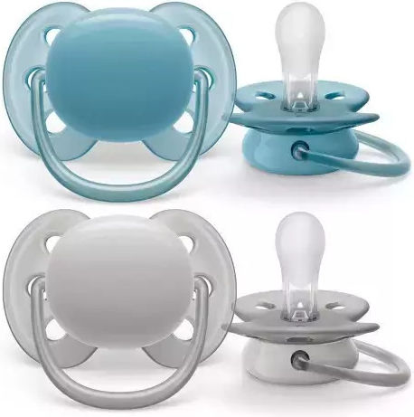 Philips Ultra Soft Pacifiers Silicone Blue-Grey for 6-18 months 2pcs