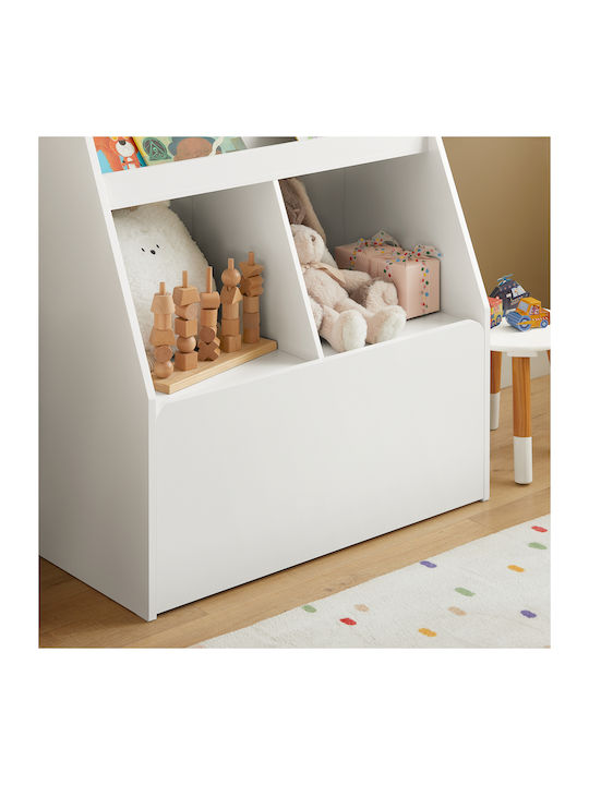 Kids Wooden Bookcase White 80x100x40cm
