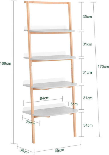 Kids Wooden Bookcase Gray 65x38cm