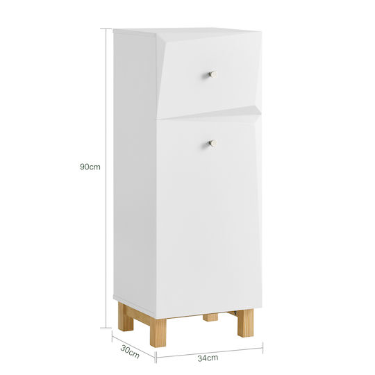 SoBuy Ντουλάπι Μπάνιου Πλυντηρίου 34x30x89.5cm Λευκό