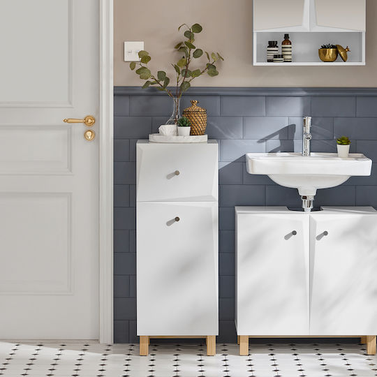 SoBuy Ντουλάπι Μπάνιου Πλυντηρίου 34x30x89.5cm Λευκό