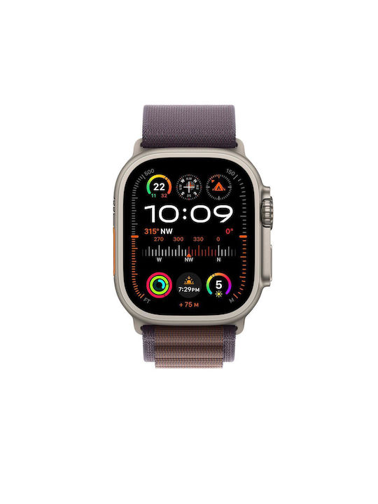 Apple Alpine Loop Small Natural Titanium Finish Λουράκι Υφασμάτινο Indigo (Apple Watch 44, 45, 46, 49mm)