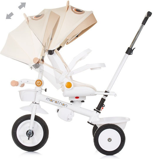 Chipolino Kids Tricycle Bicycle Marathon with Storage Space, Parental Handle & Tent for 1-3 Years Beige