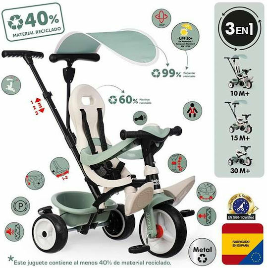 Smoby Baby Balade Превозно Средство с Ръкохватка за Родител 3 в 1 за 10 Месеца Сив
