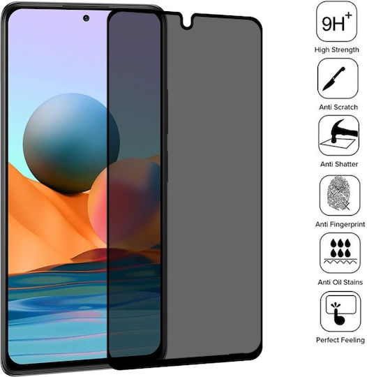 Anti-spy Поверителност Закалено стъкло за цялото лице Черен (Xiaomi Redmi Note 10 Pro)