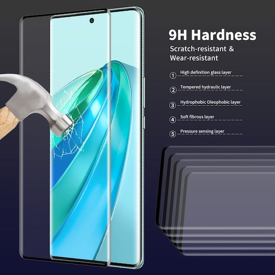 Full Tempered Glass + Flexi Glass Κάμερας Μαύρο (Honor Magic5 Lite)