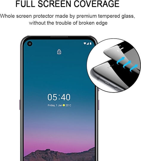 Vollkleber Vollflächig gehärtetes Glas Schwarz (Nokia 5.4) MPSG1296