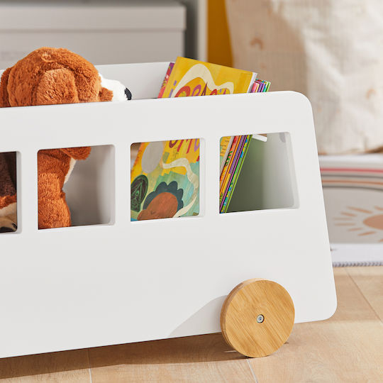 Kids Wooden Bookcase White 69x33.5x41cm