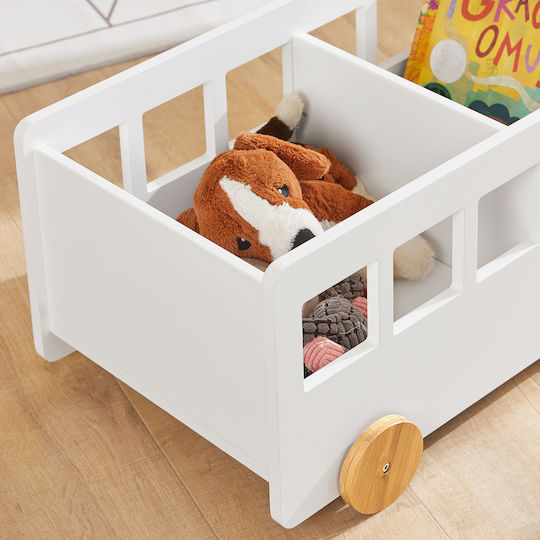 Kids Wooden Bookcase White 69x33.5x41cm