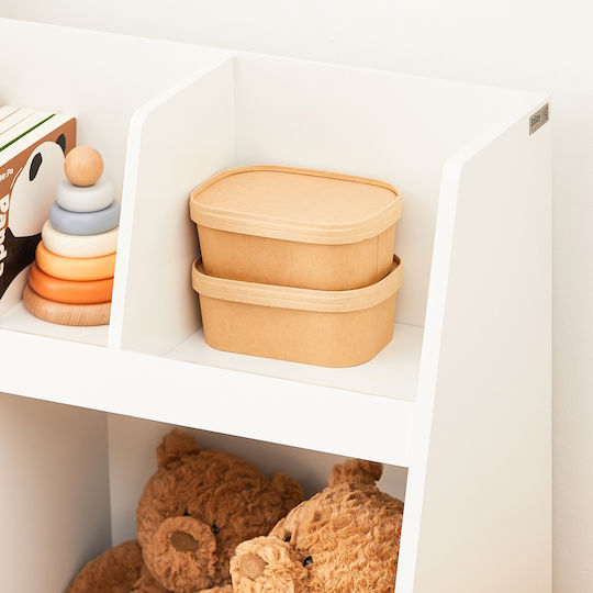 Kids Wooden Bookcase White 86x77x36cm