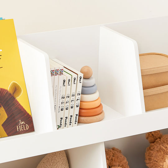 Kids Wooden Bookcase White 86x77x36cm