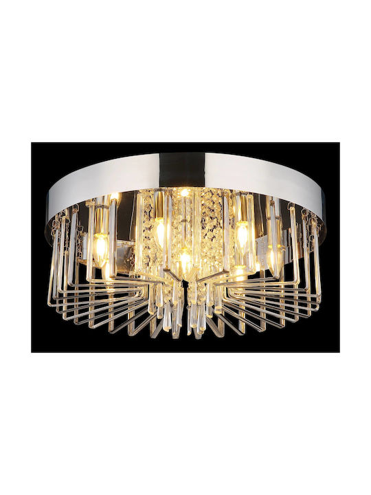Globo Lighting Πλαφονιέρα Οροφής Ασημί με Ντουί E14