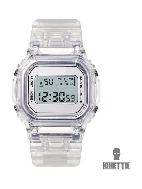 Ghetto Digital Women's Watch with Transparent Rubber Strap