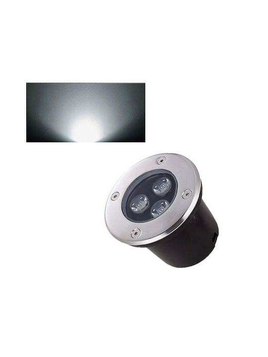 Viokef Lotus Spot Lampă De Podea LED 3W Cu Lumină Alb Cald IP67 Argintie