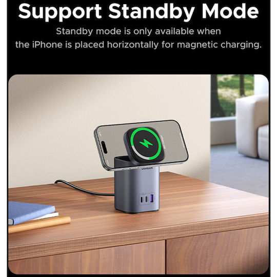 Ugreen Βάση Φόρτισης GaN με Θύρα USB-A και 2 Θύρες USB-C 65W 15W Qi2 Wireless Stand (Nexode)