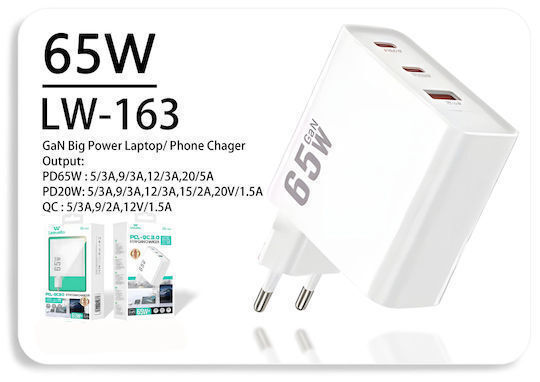 Leewello Încărcător Fără Cablu 65W Quick Charge 4.0 Albς (Lw-163)