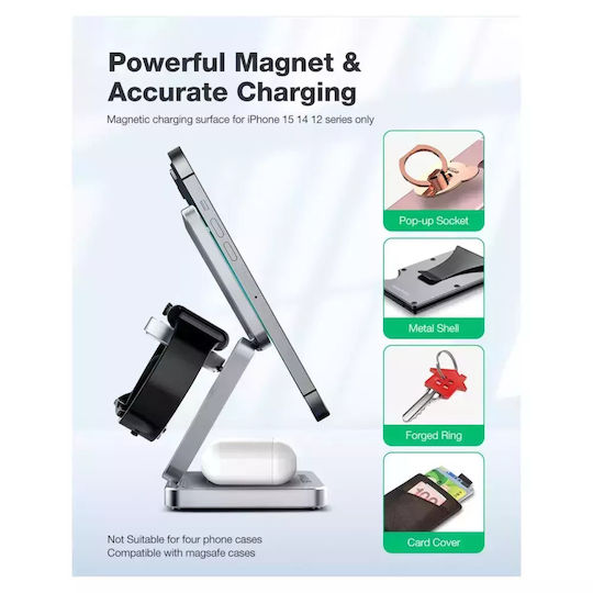 BlitzWolf Зарядно Устройство Magsafe 15W Power Delivery Сребристо (BW-IW30)