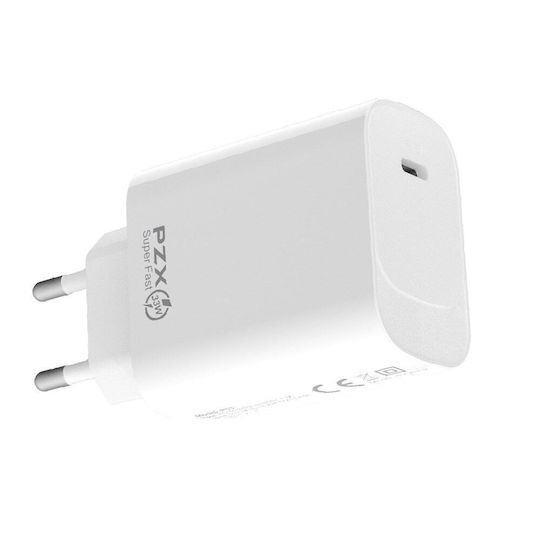 PZX Φορτιστής με Θύρα USB-C και Καλώδιο USB-C - USB-C 33W Power Delivery Λευκός (P53)