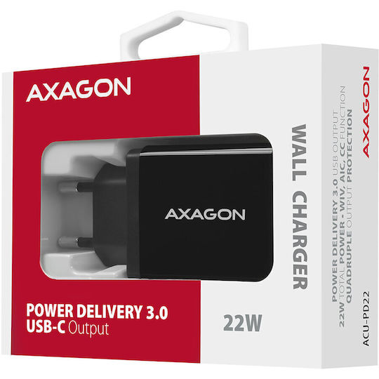 Axagon Φορτιστής Χωρίς Καλώδιο 22W Quick Charge 3.0 Μαύρος (ACU-PD22)