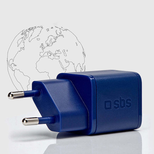 SBS Incarcator Fără Fir GaN Cu Port USB-C 20W Livrarea Energiei Albastru (TRGAN1C20B)