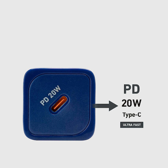 SBS Incarcator Fără Fir GaN Cu Port USB-C 20W Livrarea Energiei Albastru (TRGAN1C20B)