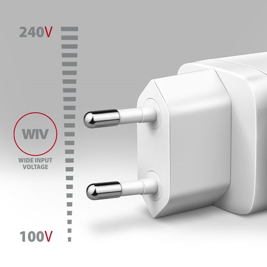 Axagon Charger Without Cable with USB-C Port 30W Power Delivery / Quick Charge 3.0 Whites