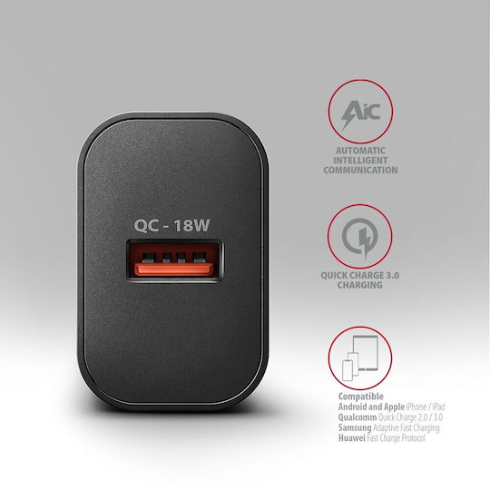 Axagon Φορτιστής Χωρίς Καλώδιο 18W Quick Charge 3.0 Μαύρος