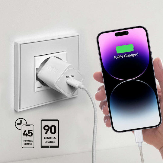 SBS SBS GaN Handyladegerät ohne Kabel mit USB-C Ausgangsanschluss 20W Stromlieferung Weiß