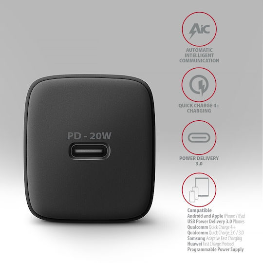 Axagon Φορτιστής Χωρίς Καλώδιο 20W Power Delivery / Quick Charge 3.0 Μαύρος