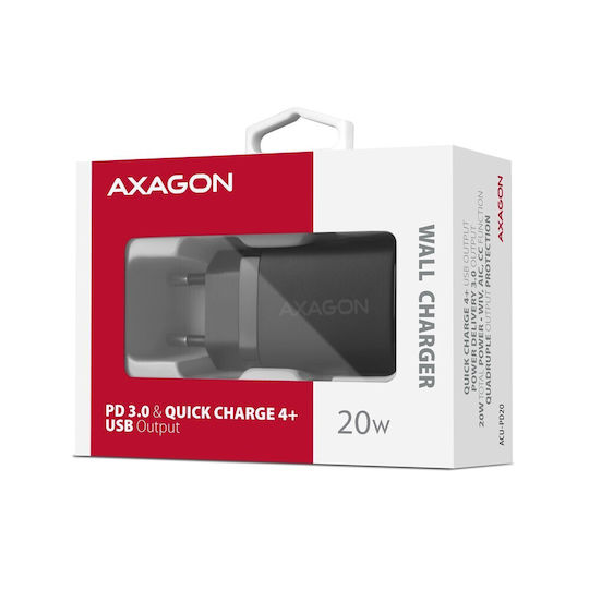 Axagon Φορτιστής Χωρίς Καλώδιο 20W Power Delivery / Quick Charge 3.0 Μαύρος