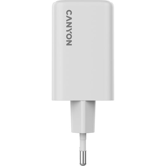 Canyon GaN Wireless Charger with USB-A Port and 2 USB-C Output Ports 65W Power Delivery White