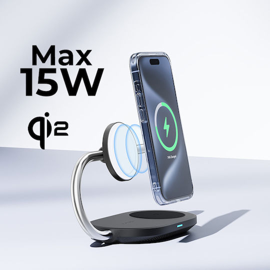 Velbon Ασύρματος Φορτιστής Qi2 GaN και Καλώδιο USB-C - USB-C 40W Μαύρος (MagPak)