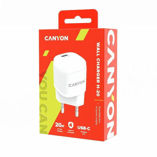 Canyon Φορτιστής Χωρίς Καλώδιο με Θύρα USB-C 20W Power Delivery Μαύρος (H-20-05 CNE-CHA20B05)