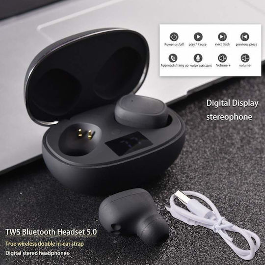 In-ear Bluetooth Handsfree Ακουστικά με Θήκη Φόρτισης Μαύρα