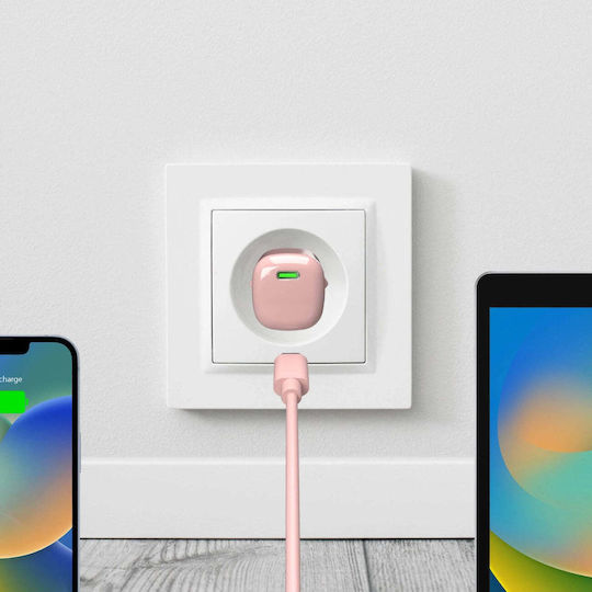 Puro Incarcător Fără Cablu GaN Cu Port USB-C 20W Livrarea Energiei Roz (Minipro)