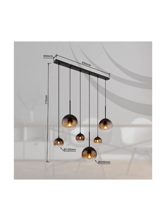 Globo Lighting Κρεμαστό Φωτιστικό Μαύρο με Ντουί E27 91x20x117εκ.