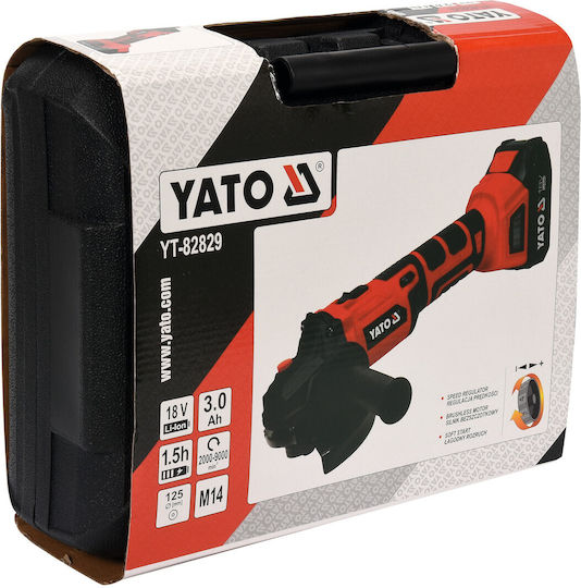 Yato YT-82829 Τροχός 125mm Μπαταρίας Brushless με Ρύθμιση Στροφών 1x1.5Ah